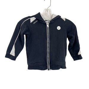Armani Junior Black Full Zip Sweatshirt Hoodie Logo - Size 4A 106 CM